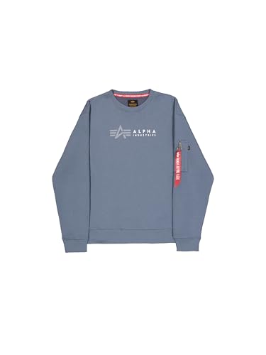 Alpha Industries Herren Label Sweatshirt, Denim Blue, S von ALPHA INDUSTRIES