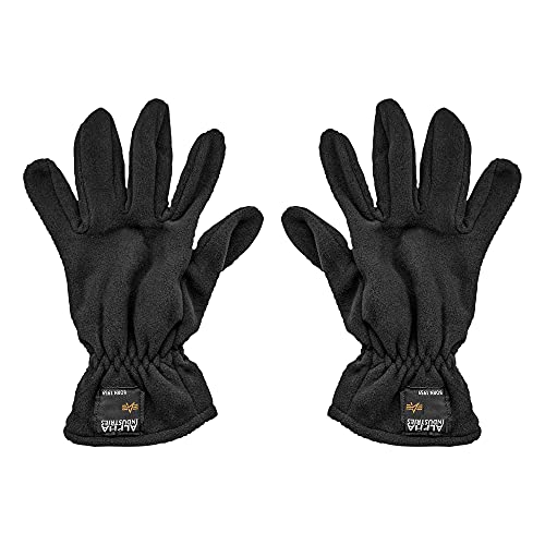 Alpha Industries Label Fleece Gloves Handschuhe Black von ALPHA INDUSTRIES