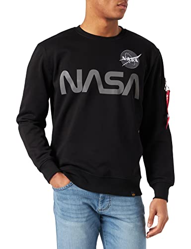 Alpha Industries NASA Reflective Sweater Sweatshirt für Herren Black von ALPHA INDUSTRIES