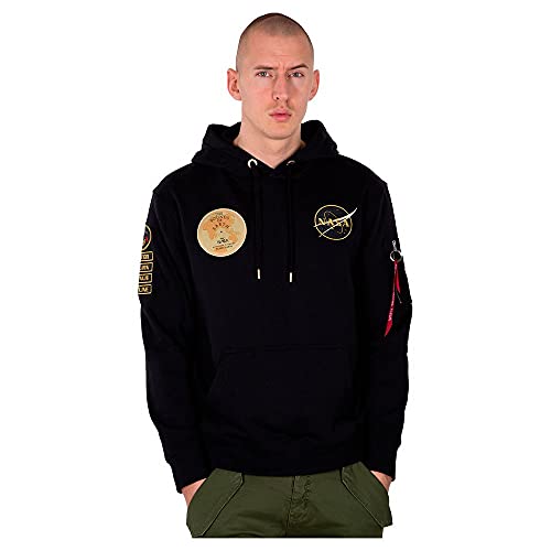 Alpha Industries NASA Voyager Hoody Kapuzensweat für Herren Black von ALPHA INDUSTRIES