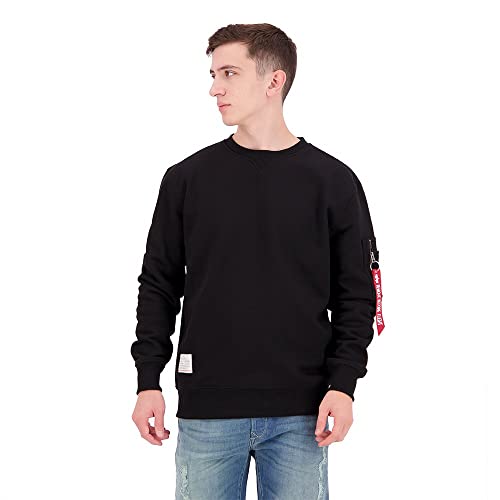 Alpha Industries Recycled Label Sweater Sweatshirt für Herren Black von ALPHA INDUSTRIES