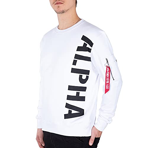 Alpha Industries Side Print Sweater Sweatshirt für Herren White von ALPHA INDUSTRIES