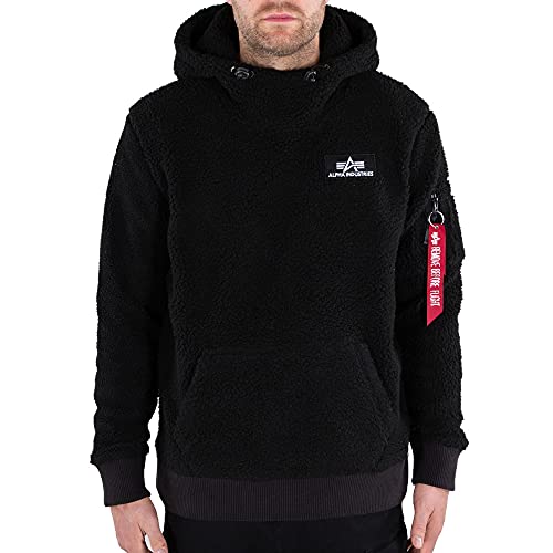 Alpha Industries Teddy Hoody Kapuzensweat für Herren Black von ALPHA INDUSTRIES