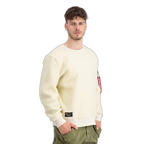 Alpha Industries Teddy Sweater Sweatshirt für Herren Off White von ALPHA INDUSTRIES