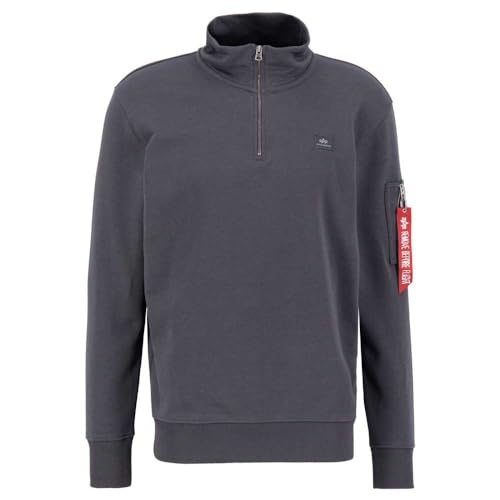 Alpha Industries X-Fit Half Zip Sweater Sweatshirt für Herren Vintage Grey von ALPHA INDUSTRIES