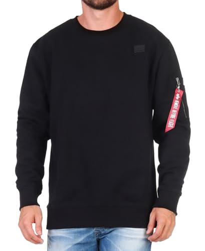 Alpha Industries X-Fit Label Sweater Sweatshirt für Herren Black von ALPHA INDUSTRIES