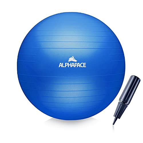 ALPHAPACE Dicker Anti-Burst Gymnastikball Sitzball Trainingsball inkl. Luft-Pumpe, Ball für Fitness, Yoga, Gymnastik, Core Training, für starken Rücken als Büro-Stuhl, Blue, 75cm von ALPHAPACE