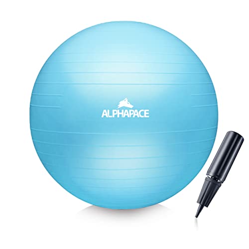ALPHAPACE Dicker Anti-Burst Gymnastikball Sitzball Trainingsball inkl. Luft-Pumpe, Ball für Fitness, Yoga, Gymnastik, Core Training, für starken Rücken als Büro-Stuhl, ICY Blue, 65cm von ALPHAPACE