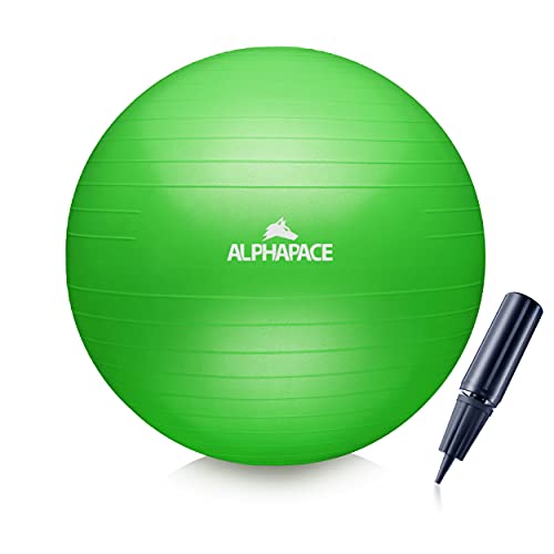 ALPHAPACE Dicker Anti-Burst Gymnastikball Sitzball Trainingsball inkl. Luft-Pumpe, Ball für Fitness, Yoga, Gymnastik, Core Training, für starken Rücken als Büro-Stuhl, Lime Green 65cm von ALPHAPACE