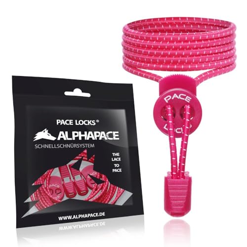 ALPHAPACE Pace Locks Elastische Schnürsenkel ohne binden mit Schnellverschluss, Schuhbänder ohne Schnüren, Slip-on Schnellverschluss für Sport, Jugend & ältere Menschen, 120 cm, 1-Paar in Pink von ALPHAPACE
