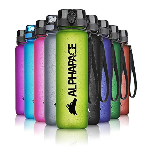ALPHAPACE Trinkflasche, auslaufsichere 1.000 ml Wasserflasche, BPA-freie Flasche für Sport, Fahrrad & Outdooraktivitäten, Sportflasche mit Fruchteinsatz, in Lime-Green von ALPHAPACE