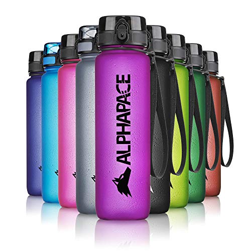 ALPHAPACE Trinkflasche, auslaufsichere 1.000 ml Wasserflasche, BPA-freie Flasche für Sport, Fahrrad & Outdooraktivitäten, Sportflasche mit Fruchteinsatz, in Purple von ALPHAPACE