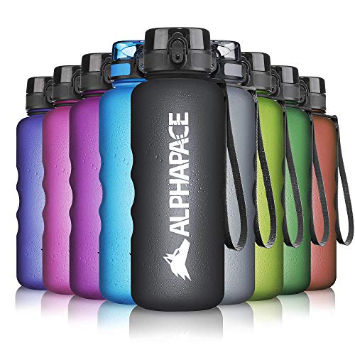 ALPHAPACE Trinkflasche, auslaufsichere 1.500 ml Wasserflasche, BPA-freie Flasche für Sport, Fahrrad & Outdooraktivitäten, in Schwarz von ALPHAPACE