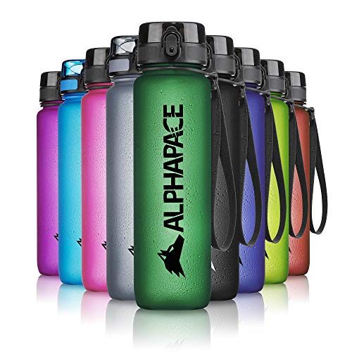 ALPHAPACE Trinkflasche, auslaufsichere 350 ml Wasserflasche, BPA-freie Flasche für Sport, Fahrrad & Outdooraktivitäten, Sportflasche mit Fruchteinsatz, in Dark-Green von ALPHAPACE