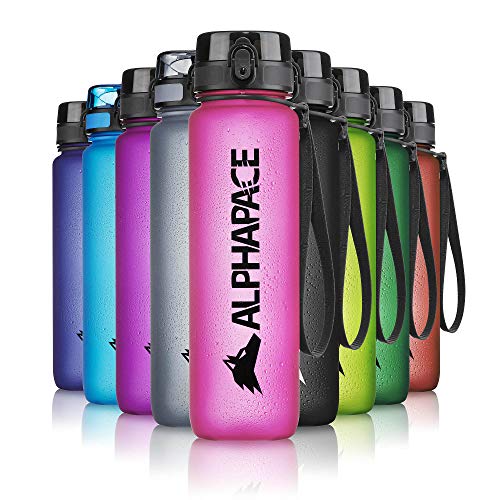 ALPHAPACE Trinkflasche, auslaufsichere 350 ml Wasserflasche, BPA-freie Flasche für Sport, Fahrrad & Outdooraktivitäten, Sportflasche mit Fruchteinsatz, in Pink von ALPHAPACE