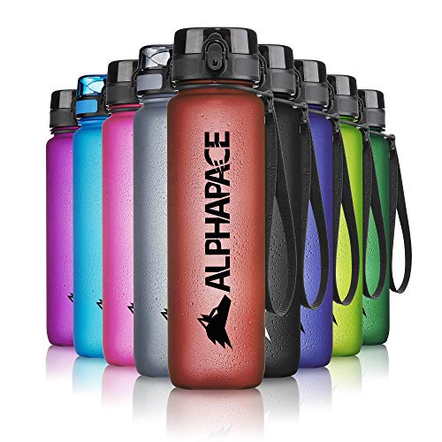 ALPHAPACE Trinkflasche, auslaufsichere 1.000 ml Wasserflasche, BPA-freie Flasche für Sport, Fahrrad & Outdooraktivitäten, Sportflasche mit Fruchteinsatz, in Dunkelrot von ALPHAPACE