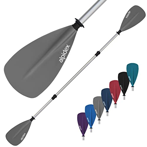 ALPIDEX 2 in 1 Paddel SUP Kajak Verstellbar Leicht Doppelpaddel Teleskoppaddel 160-207cm Aluminium Stechpaddel Stand Up Paddle Board Kajakfahren, Farbe:grau von ALPIDEX