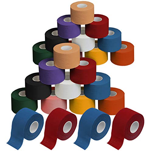 ALPIDEX 24 Rollen Sport Tape Set 3,8 cm x 10 m Gelenk Tapeverband Viele Farben Reißbares Unelastisches Sporttape Hautfreundlich Handball Fußball Volleyball, Farbe:bunt von ALPIDEX