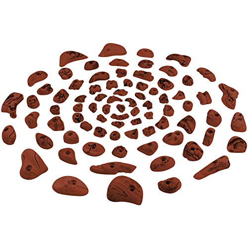 ALPIDEX 80 Klettergriffe in verschiedenen Größen und Formen - für eine Kletterfläche von ca. 6 bis 10 m², Farbe:rot-meliert von ALPIDEX