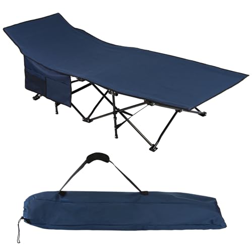ALPIDEX Feldbett Campingbett Klappbar 190 x 67 x 40 cm Belastbar bis 200 kg Seitentasche Transporttasche Tragbar Faltbar, Farbe:Blue von ALPIDEX