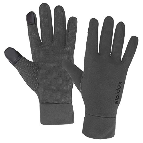 ALPIDEX Leichte Sporthandschuhe Laufhandschuhe Touchscreen Running Handschuhe Dünne Warme Liner Winter Fahrrad Walking Handschuhe, Größe:L, Farbe:Grey von ALPIDEX
