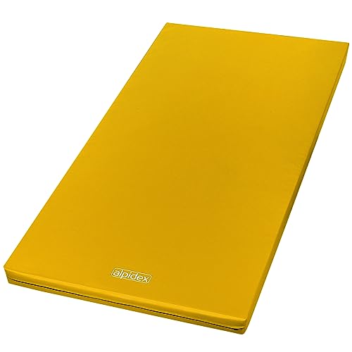 Alpidex Matte Turnmatte Sportmatte Gymnastikmatte 200 x 100 x 8 cm mit Antirutschboden RG 20 (sehr weich), Farbe:gelb von ALPIDEX