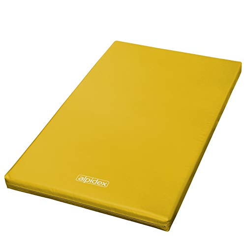 ALPIDEX Matte Turnmatte Sportmatte Gymnastikmatte 200 x 120 x 8 cm mit Antirutschboden RG 20 (sehr weich), Farbe:gelb von ALPIDEX