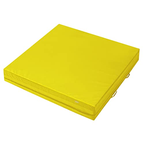 ALPIDEX Mini Weichbodenmatte Matte Turnmatte Fallschutz 100 x 100 x 20 cm mit Tragegriffen und Anti-Rutschboden, Farbe:gelb von ALPIDEX