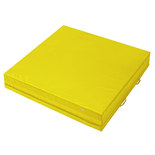 ALPIDEX Mini Weichbodenmatte Matte Turnmatte Fallschutz 100 x 100 x 25 cm mit Tragegriffen und Anti-Rutschboden, Farbe:gelb von ALPIDEX