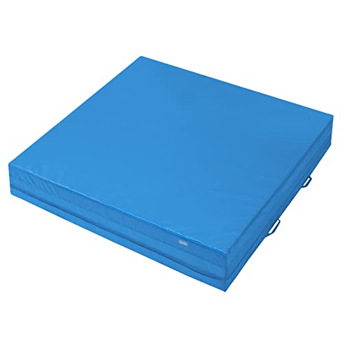 ALPIDEX Mini Weichbodenmatte Matte Turnmatte Fallschutz 100 x 100 x 25 cm mit Tragegriffen und Anti-Rutschboden, Farbe:hellblau von ALPIDEX