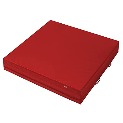 ALPIDEX Mini Weichbodenmatte Matte Turnmatte Fallschutz 100 x 100 x 25 cm mit Tragegriffen und Anti-Rutschboden, Farbe:rot von ALPIDEX