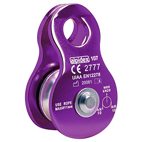 ALPIDEX Seilrolle Umlenkrolle 20 kN - Mobile Pulley Flaschenzug - für Seile bis 11 mm Durchmesser - EN12278, Farbe: Violet von ALPIDEX