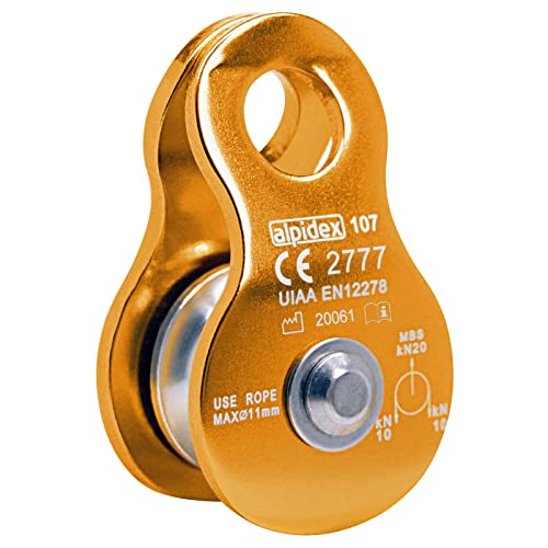 ALPIDEX Seilrolle Umlenkrolle 20 kN - Mobile Pulley Flaschenzug - für Seile bis 11 mm Durchmesser - EN12278, Farbe: orange von ALPIDEX