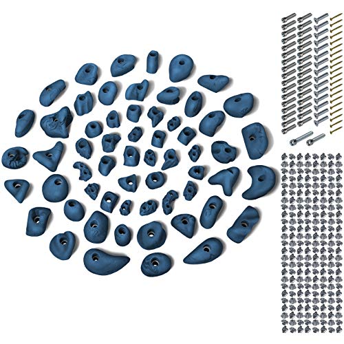 ALPIDEX Starterset: 60 Klettergriffe Klettersteine inkl. Schrauben und Einschlagmuttern, Farbe:Blue-Black von ALPIDEX