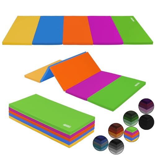 ALPIDEX Turnmatte klappbare Weichbodenmatte 185 x 78 x 3,2 cm Gymnastikmatte Sportmatte für zuhause Kinder Erwachsene, Farbe:bunt von ALPIDEX