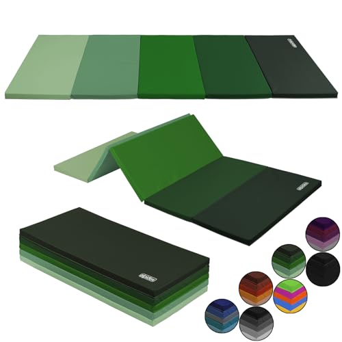 ALPIDEX Turnmatte klappbare Weichbodenmatte 185 x 78 x 3,2 cm Gymnastikmatte Sportmatte für zuhause Kinder Erwachsene, Farbe:grün von ALPIDEX