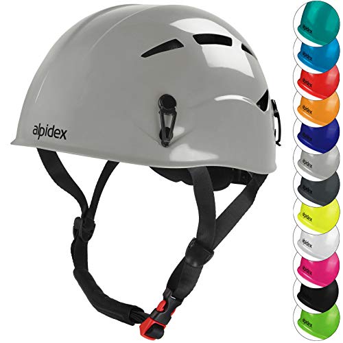 ALPIDEX Universal Kletterhelm für Jugendliche und Erwachsene EN12492 Klettersteighelm in unterschiedlichen Farben, Farbe:Pebble Grey von ALPIDEX