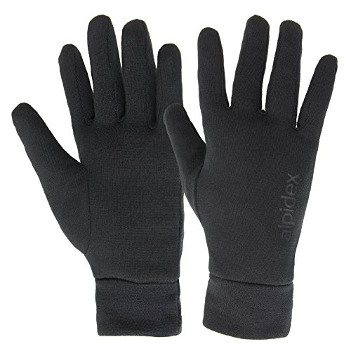 ALPIDEX Unterziehhandschuhe Innenhandschuhe Leichte Laufhandschuhe Dünne Warme Liner Winter Sport Handschuhe Innen Aufgeraut, Größe:M, Farbe:Black von ALPIDEX