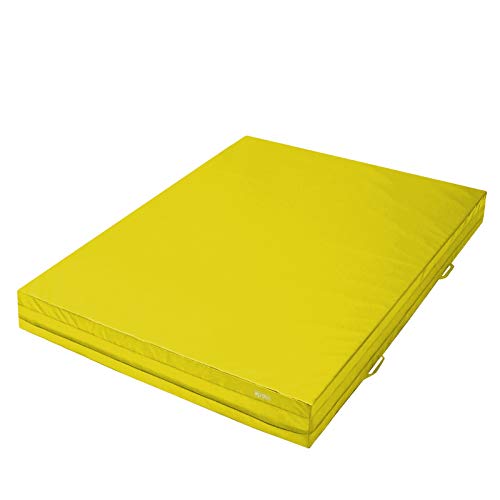 ALPIDEX Weichbodenmatte 200 x 150 x 20 cm mit Tragegriffen und Anti-Rutschboden, Farbe:gelb von ALPIDEX