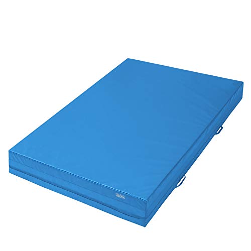 Alpidex Weichbodenmatte Matte Turnmatte Fallschutz 200 x 100 x 25 cm mit Anti-Rutschboden und Tragegriffen, Farbe:hellblau von ALPIDEX