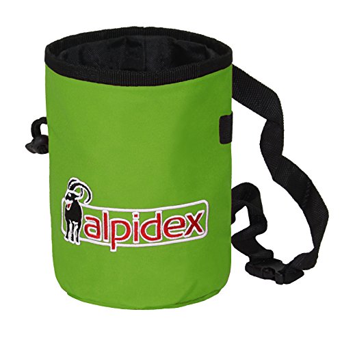 ALPIDEX Chalk Bag mit verstellbarem Hüftgurt und Kordelzug Magnesiabeutel Kreidebeutel Kalktasche Boulderbag, Farbe:Green Flash von ALPIDEX