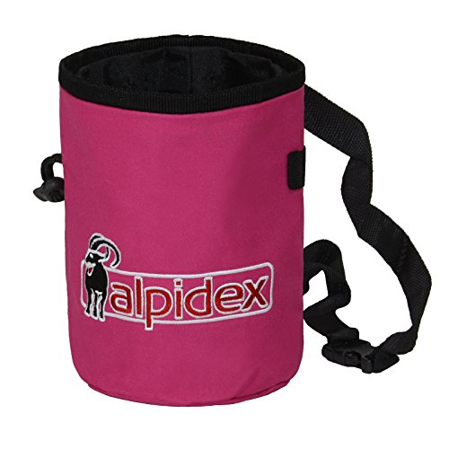ALPIDEX Chalk Bag mit verstellbarem Hüftgurt und Kordelzug Magnesiabeutel Kreidebeutel Kalktasche Boulderbag, Farbe:Pink Power von ALPIDEX