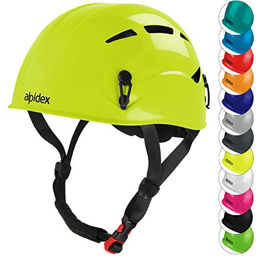 ALPIDEX Universal Kletterhelm für Jugendliche und Erwachsene EN12492 Klettersteighelm in unterschiedlichen Farben, Farbe:Lime Green von ALPIDEX