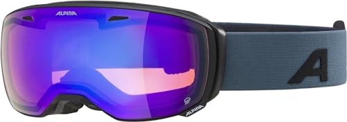ALPINA ESTETICA Q - Verspiegelte, Kontrastverstärkende & Polarisierte Skibrille Mit 100% UV-Schutz Für Erwachsene, black-dirtblue matt, One Size von ALPINA