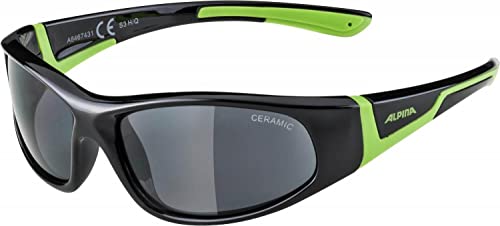 ALPINA FLEXXY JUNIOR - Flexible und Bruchsichere Sonnenbrille Mit 100% UV-Schutz Für Kinder, black-green, One Size von ALPINA