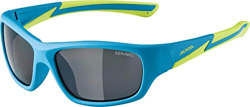 ALPINA FLEXXY KIDS - Verspiegelte und Bruchsichere Sonnenbrille Mit 100% UV-Schutz Für Kinder, blue-matt-lime, One Size von ALPINA