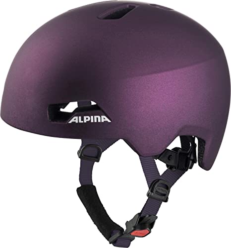 ALPINA HACKNEY - Leichter, Bruchfester & Optimal Klimatisierter Fahrradhelm Mit Nachrüstbarem LED Für Kinder, dark-violet matt, 51-56 cm von ALPINA