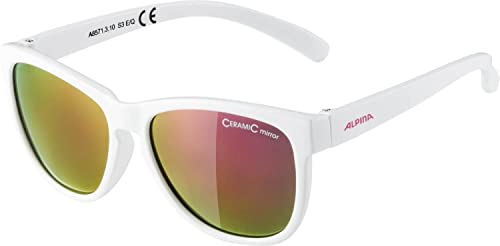 ALPINA LUZY - Verspiegelte und Bruchsichere Sonnenbrille Mit 100% UV-Schutz Für Kinder, white gloss, One Size von ALPINA
