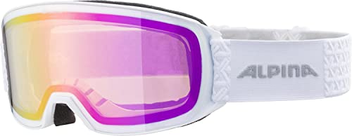 ALPINA NAKISKA Q-LITE - Verspiegelte, Kontrastverstärkende OTG Skibrille Mit 100% UV-Schutz Für Erwachsene, white, One Size von ALPINA