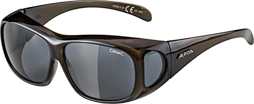 ALPINA OVERVIEW - Verzerrungsfreie und Bruchsichere OTG Sonnenbrille Mit 100% UV-Schutz Für Erwachsene, black transparent gloss, One Size von ALPINA